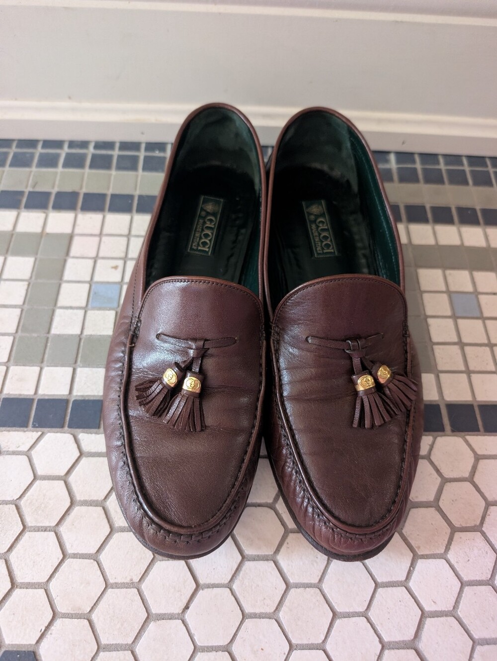 1970's Authentic Vintage Gucci Soft Leather Loafers. Size 42.5